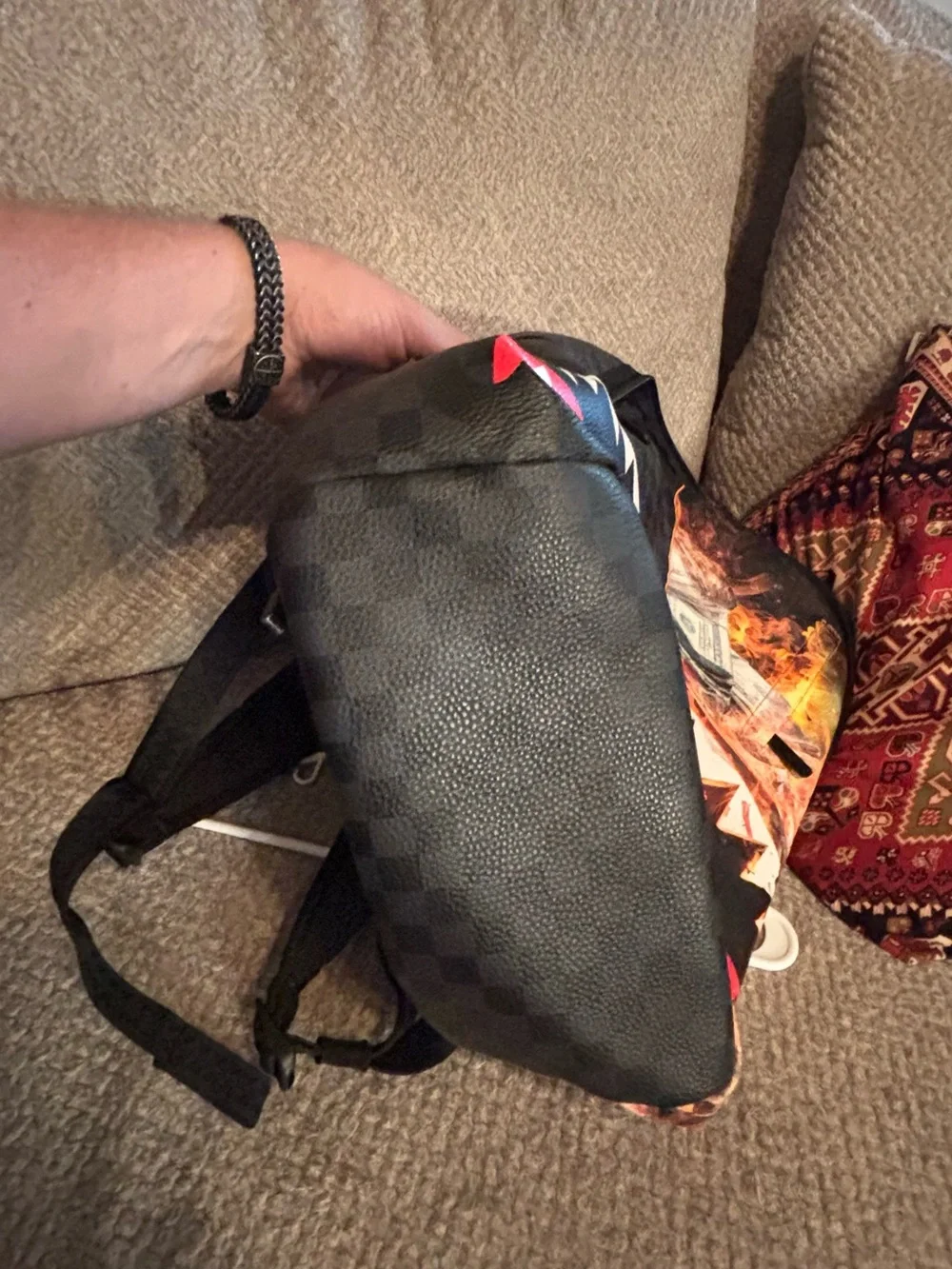Authentic Sprayground Fire Money Shark Backpack Limited Edition EUC Rare